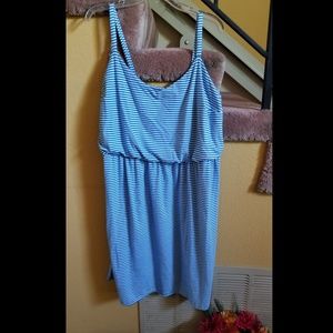 Blue striped spaghetti strap dress